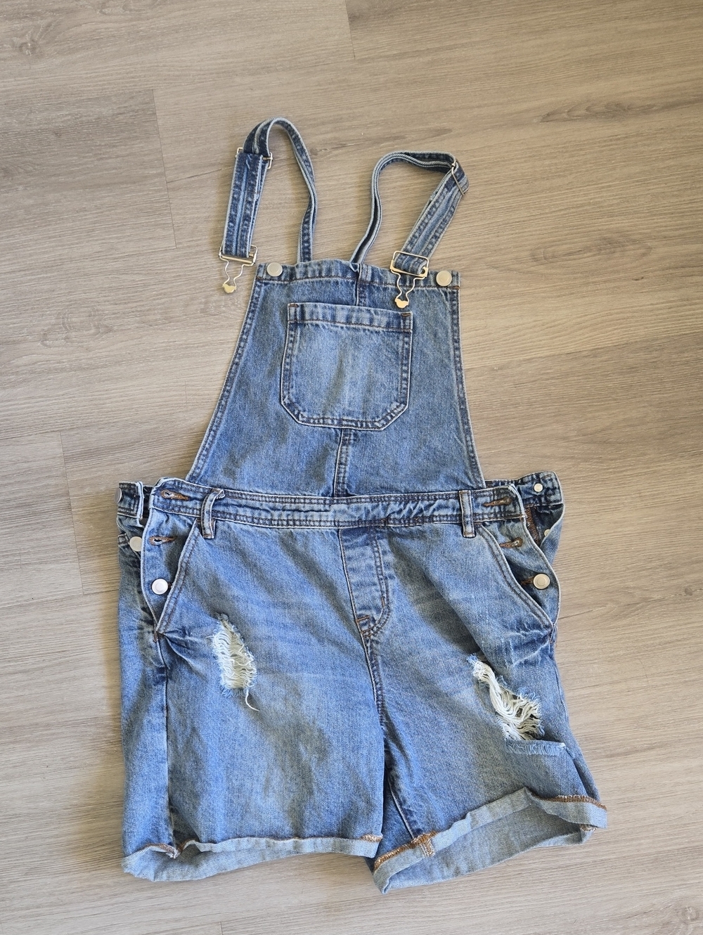 Harper Light Blue Denim Short Overalls